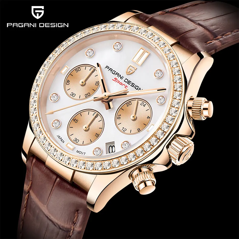 PAGANI DESIGN New 36mm Quartz Watch Classic Luxury 100M Waterproof Multifunctional Chronograph Top Brand Sapphire Gift Watches