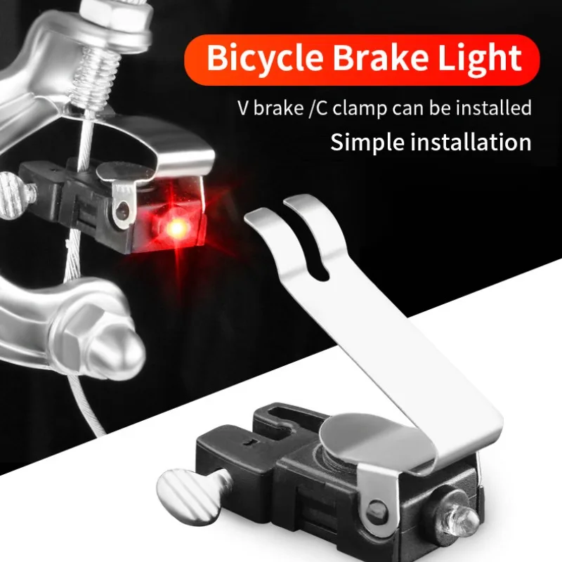 1PC Mountain Bike Bicycle Brake Lights Black Bicycle Accessories Headlights Led Outdoor Sports Riding Electric Bike Flashlight