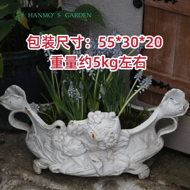Garden, Cast Iron Eros Binaural Flat Basin Medieval Ornament Gardening Supplies