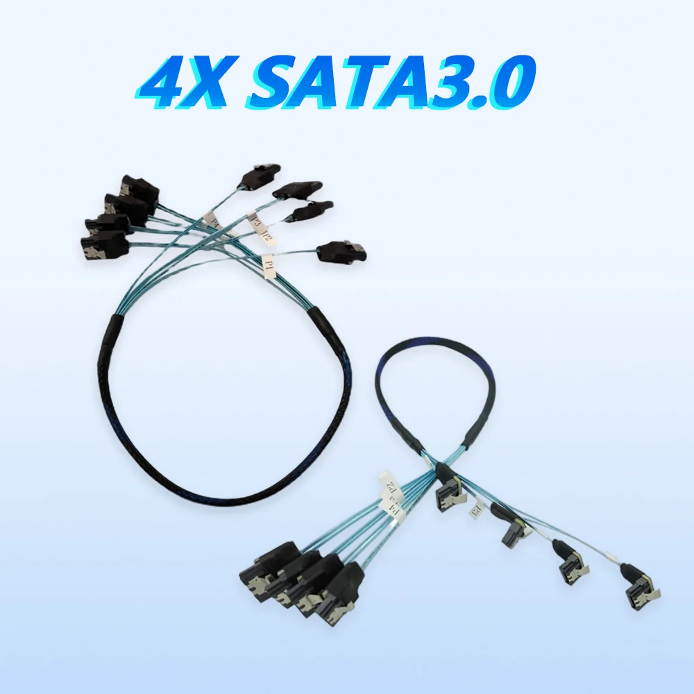 SATA 3.0 Silver-plated Cable for 2.5-inch & 3.5-inch HDD SSD Data Cable High-speed Dual-channel SAS NAS Server 6* 4*SATA
