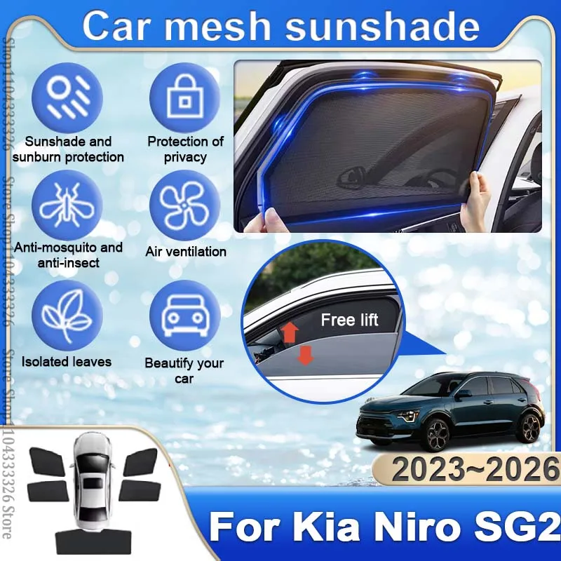 

Car Sunshade For Kia Niro SG2 2023 2024 2025 2026 Magnetic Uv Protection Visor Blinds Curtain Window Heat Shield Auto Accessory