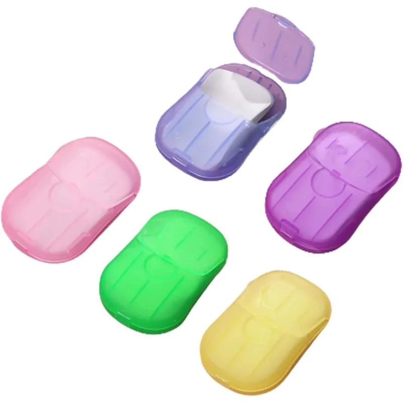 Paquete de 4 Mini Jabones en Hoja, Recarga de Jabón Desechable para Viajes, Caja de Jabón en Tabletas, Jabón de Papel Portátil para Lavarse las Manos, Jabón para Baño