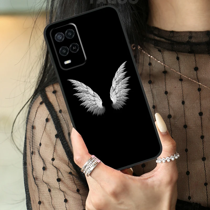 Fantasy Angel Girl Wings For OPPO A53 A54 A57 S A52 A72 A17 A77 A74 A94 A5 A9 A53 A58 A78 A98 A15 A16 A76 A96 Case