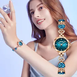 High end Watch Women Fashion Quartz Watch Light Luxury Diamond Chain Waterproof Premium Blue Crystal Bracelet Female Watches