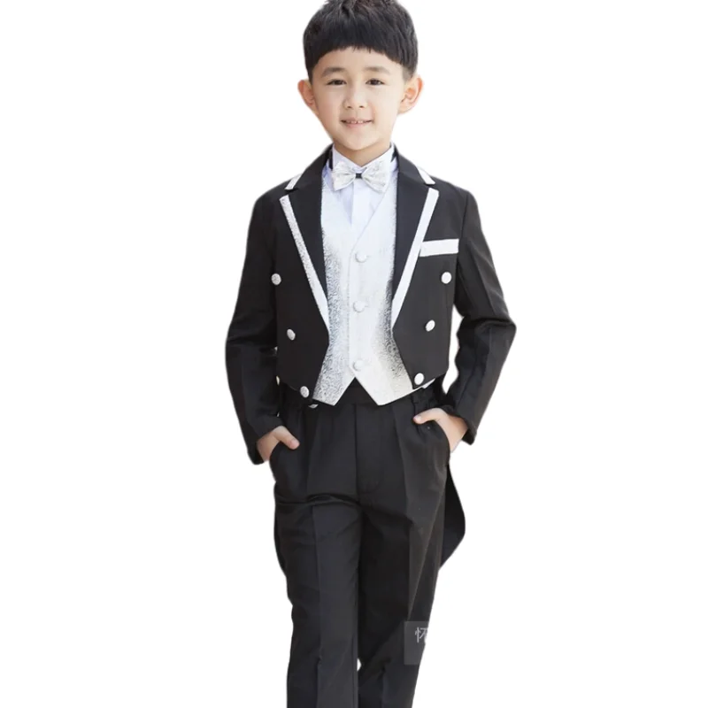 

Elegant Fashion Children Tuxedo Set Costume Birthday Wedding Fashion Casual Brand Formal Boy Suits Blazers 5PCS Set F 1116