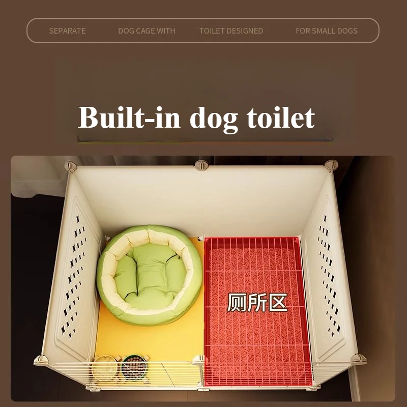 Puppy Cage Small Dog with Iron Net Toilet Separation Area Kennel Pet Products Supplies Accessories Indoor Isolation Cage Mats