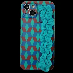 For iphone 14 Fried Dough Twists Wrist with Phone Case 13promax Cross Body Lanyard 12 Vintage Color Contrast 11 Protection Cover