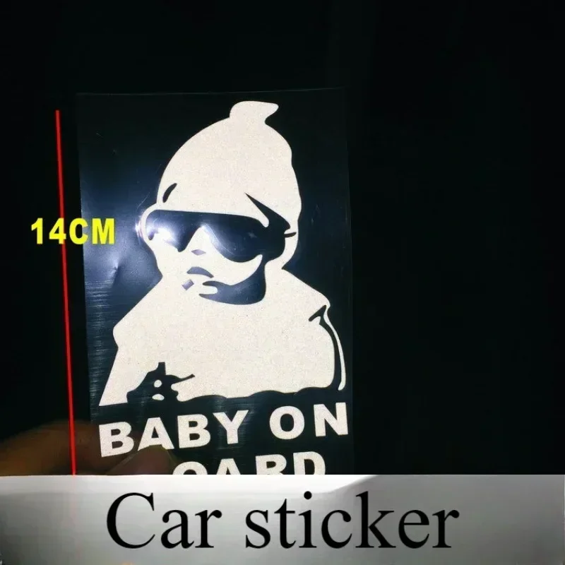 NEW Car Stickers Creative BABY ON BOARD Rear Windshield Auto Stickers Rear Reflective Sunglasses Car Warning Decals Black White view 4