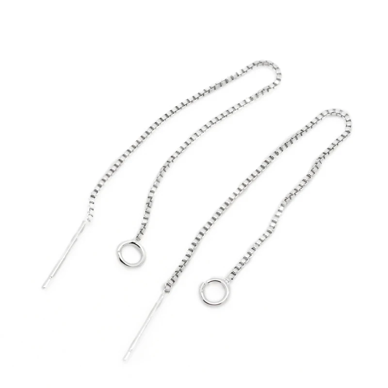 10PCS 18K Gold Color Silver Color Brass Stud Earring Line Connect Square Chain Jewelry Making Supplies Diy Findings Accessories