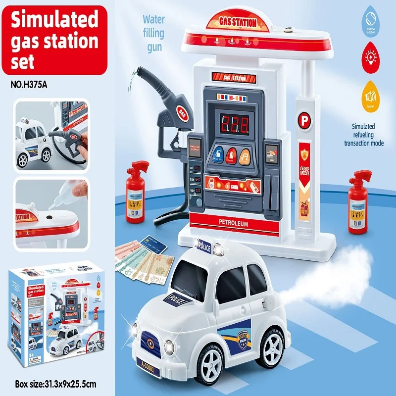 Child toy gas station simulation station big car models for boys and girls children\'s educational toys with sound light