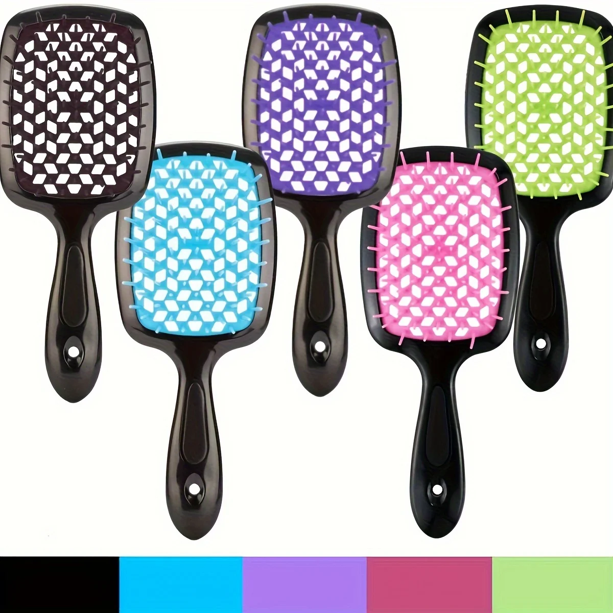 Hollowing Comb Grid Comb Curly Hair Fluffy Styling Comb Massage Smoothing Comb Wet and Dry Hairdressing Comb