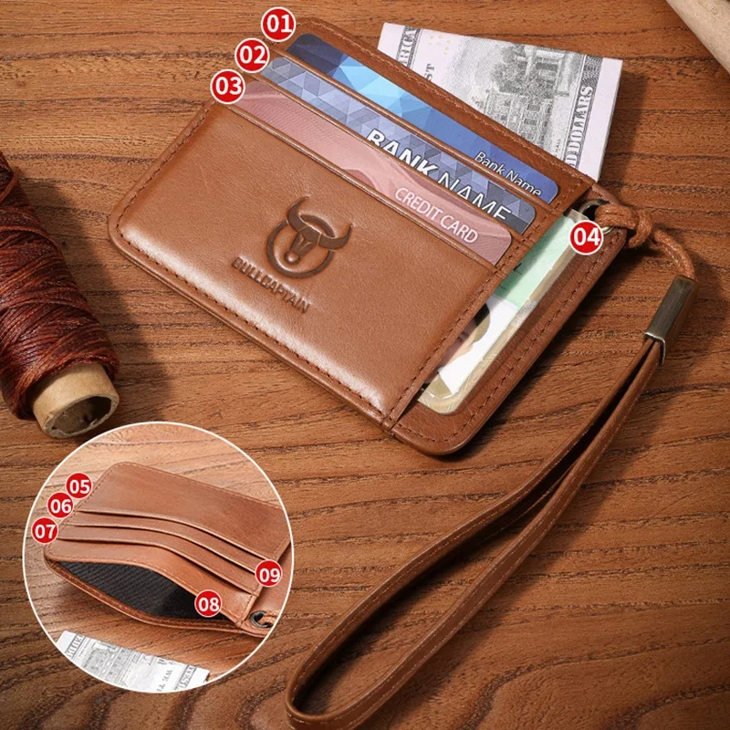 Dompet kartu kulit sapi, dompet kartu antik, pemegang kartu ID kredit RFID, dompet kulit sapi, dompet slot kartu banyak, dompet uang antik