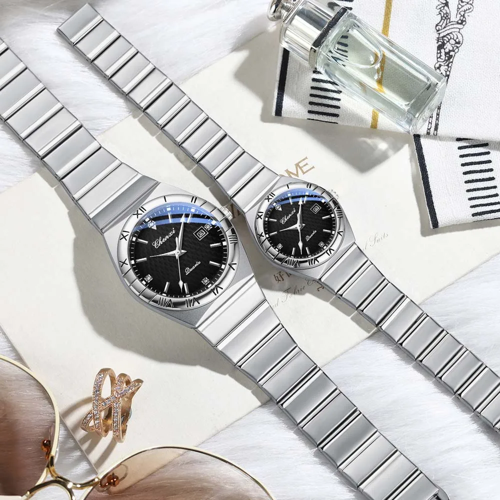 CHENXI Couple's Stylish Business Wristwatch Quartz Movement Luminous Calendar Waterproof Male Clock relojes para hombres