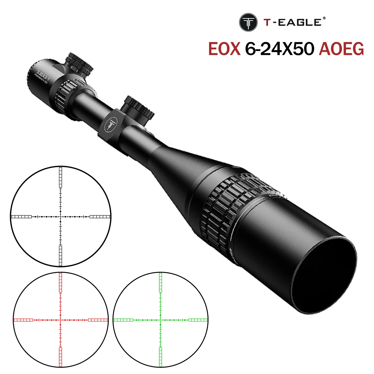 T-Eagle EOX 6-24X50 AOEG Scope Red/Green Illuminated Tactical Scope Sport Hunting Optics Sight for 11mm/20mm Mount