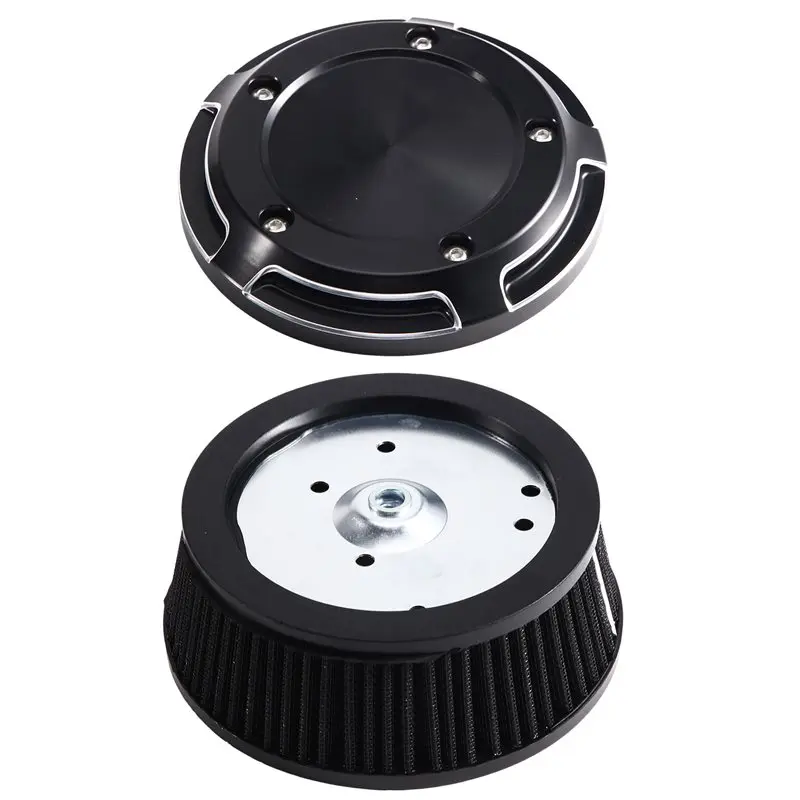 AB56-Air Cleaner Cover& Black For Motorcycles Touring Softail Fat Boy FLSTN Dyna 1999-2017 Black Air Filter