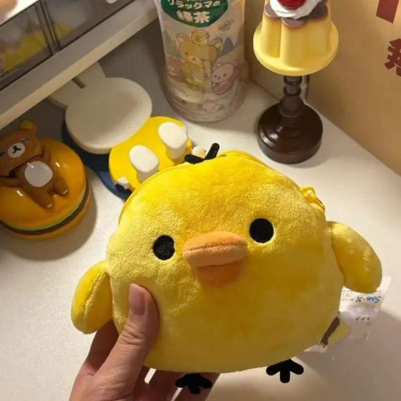 Japońska Kawaii Rilakkuma Podstawowy Kształt Twarzy Pluszowa Kiiroitori Portmonetka na Monety Kreskówkowa Puszysta Torebka na Karty Anime Gadżety Prezenty Świąteczne