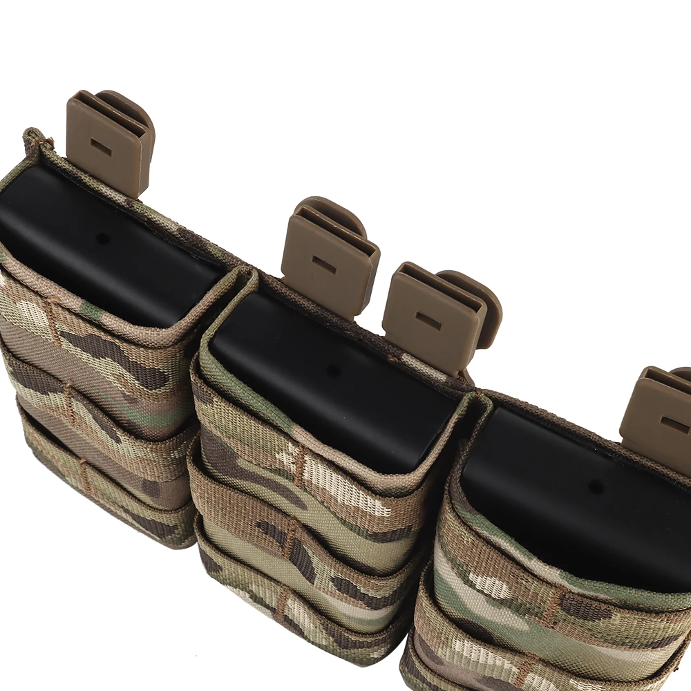 Tactische 5.56 Triple Magazine Pouch (lang) met Kydex Klem voor Molle Airsoft Vest Plate Carrier Voorpaneel M4 AR 15 Mag Bag - imagen 3