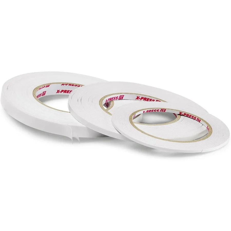 Fita dupla face forte para artesanato, 1/4" x 55 jardas, tiras de montagem adesivas invisíveis