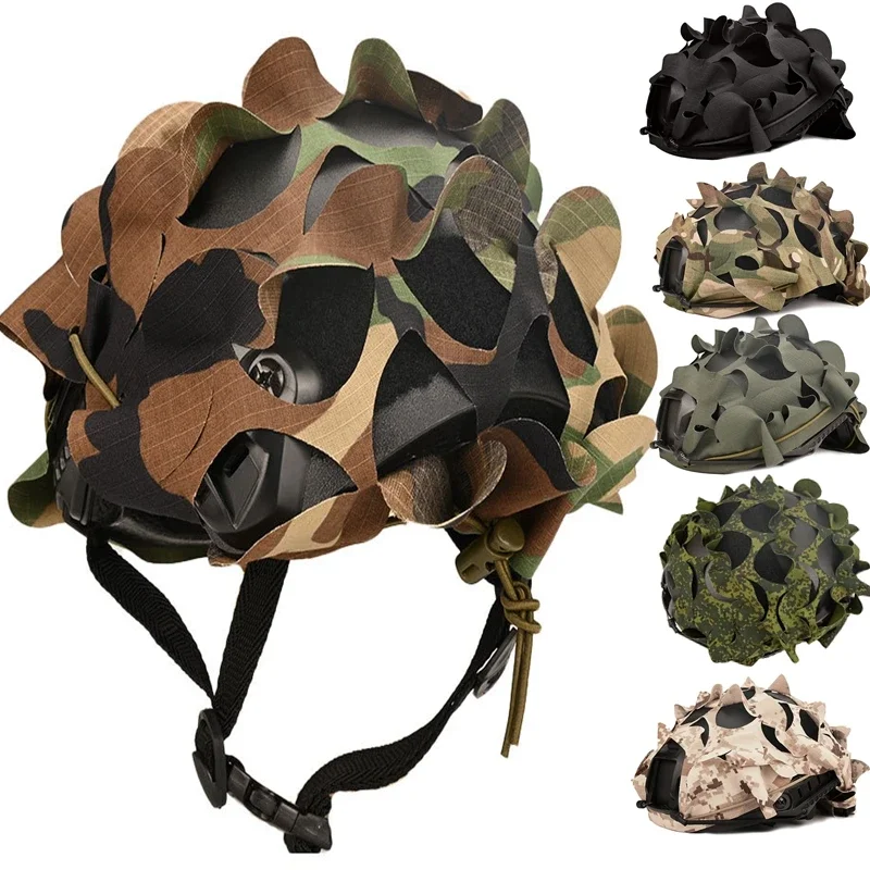 ثلاثية الأبعاد كامو سريع خوذة غطاء حامي الليزر قطع التمويه ورقة شكل سكريم خوذة القماش خوذات الصيد اكسسوارات