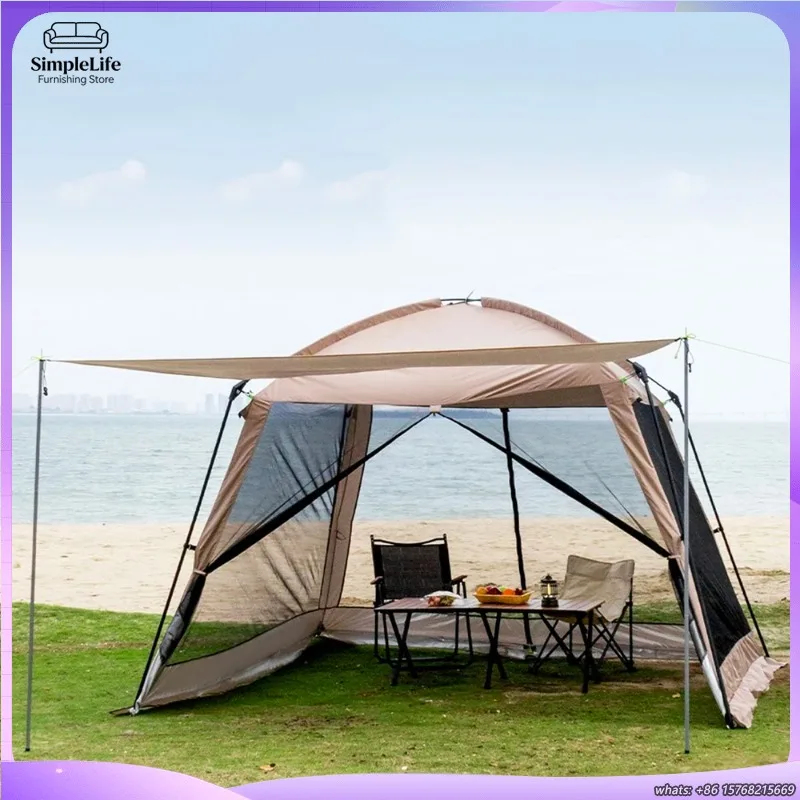 

Палатка для кемпинга на 6 человек, водонепроницаемая, ветрозащитная, солнцезащитная, быстросборная, семейная палатка для отдыха на природе, пляжа, пикника, двора, сада