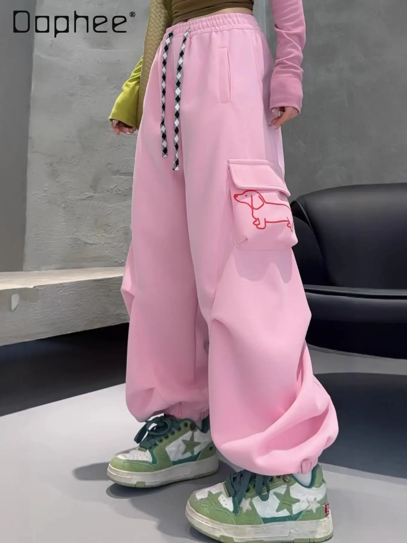 

2026 Spring New Style Women's Sweatpants Loose Casual Versatile Fashion Cartoon Cargo Pants with Large Pockets Pants Women