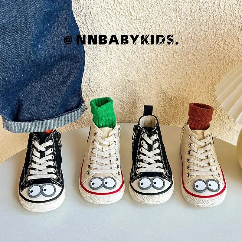 Spring Autumn High-top Kids Canvas Designer Shoes Children's Sports Sneakers Boys Girls Casual Running Board Shoes Teen Footwear