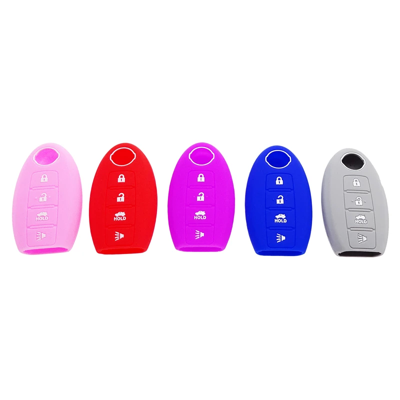 4 Buttons Silicone Car Key Fob Case 5 Colors Key Protection Shell Fit For Nissan Altima Sylphy Teana