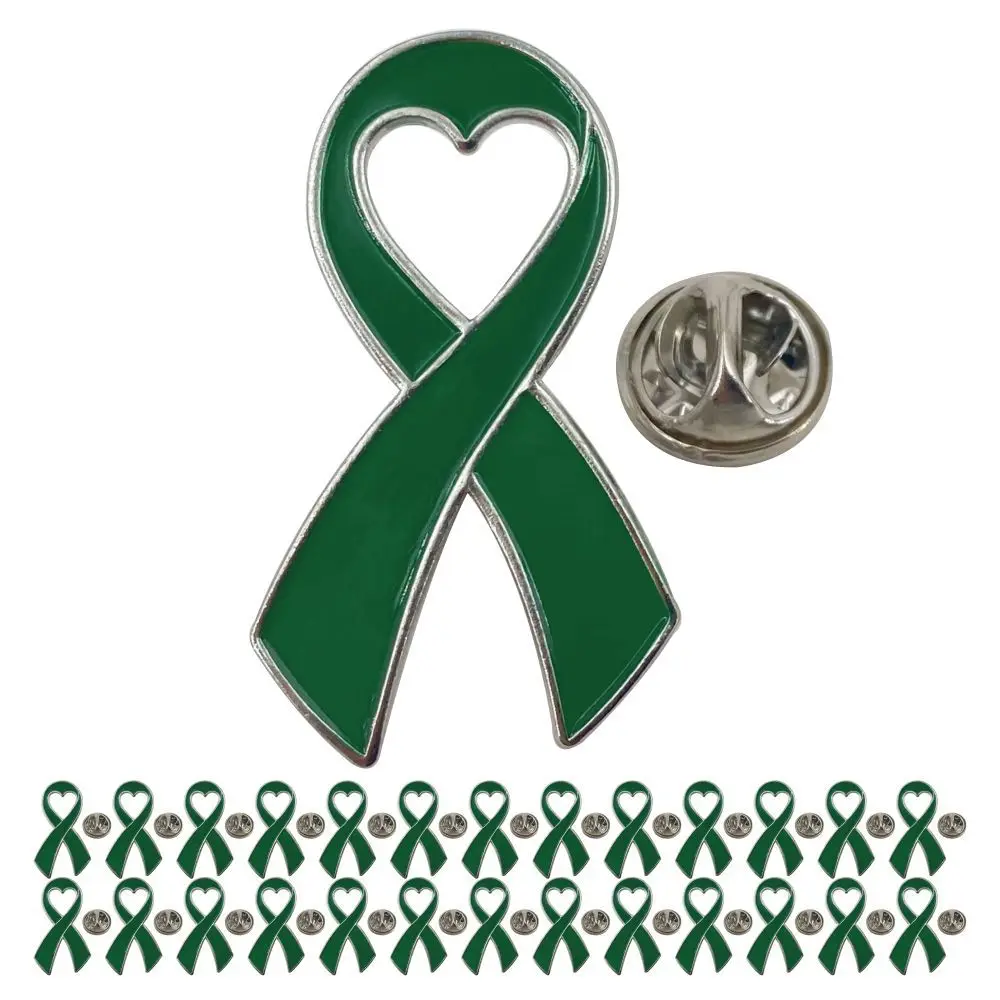 5/10/50/100 pièces Épingles à ruban vertes pour la sensibilisation à la santé mentale, au cancer du foie, à la paralysie cérébrale et à la donation d'organes, produits et cadeaux de sensibilisation