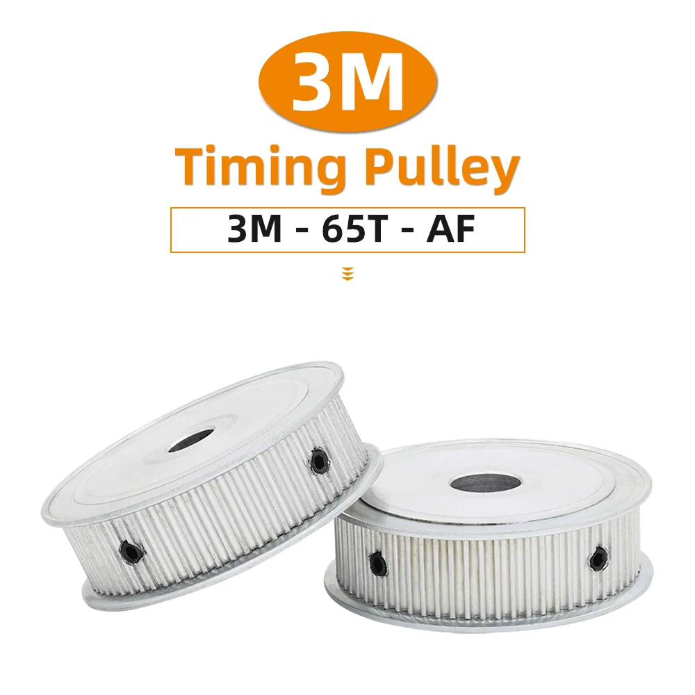 Motor Pulley 3M65T  65Teeth Circle-arc Teeth Bore 8-26 mm Aluminum Pulley Pitch 3 mm Rubber Belt Width 10/15/20 mm HTD3M 65T