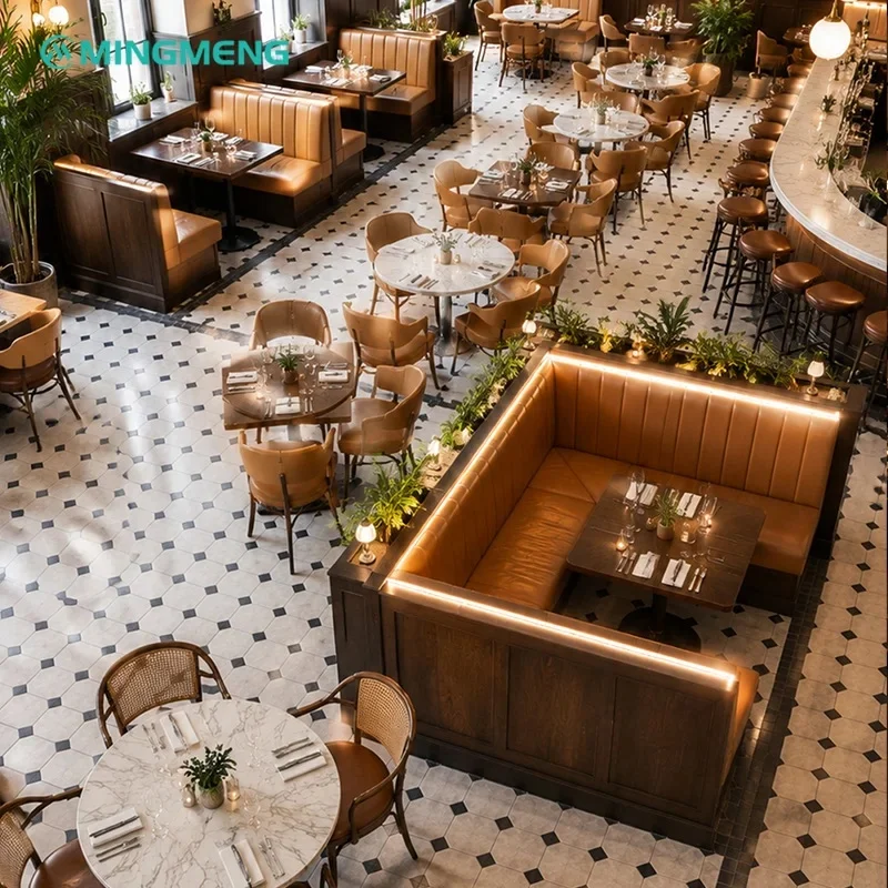 Luxury Eco-Friendly Durable Wood Dining Chairs Tables Seating Set High-Density Foam for Restaurant Coffee Shop Cafe Commercial