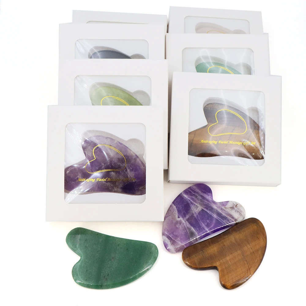 الحجر الطبيعي غوا شا تدليك مجلس الوردي روز كوارتز جمشت غواشا لوحة اليشم الوجه مدلك كاشطات أدوات للرقبة الظهر الجسم #2