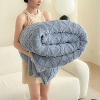 1pc Coral Fleece Blanket for Winter Thick Soft Bedspread Warm Plaids for Beds Single/Queen/King Solid Color Thow Blankets/Plaids