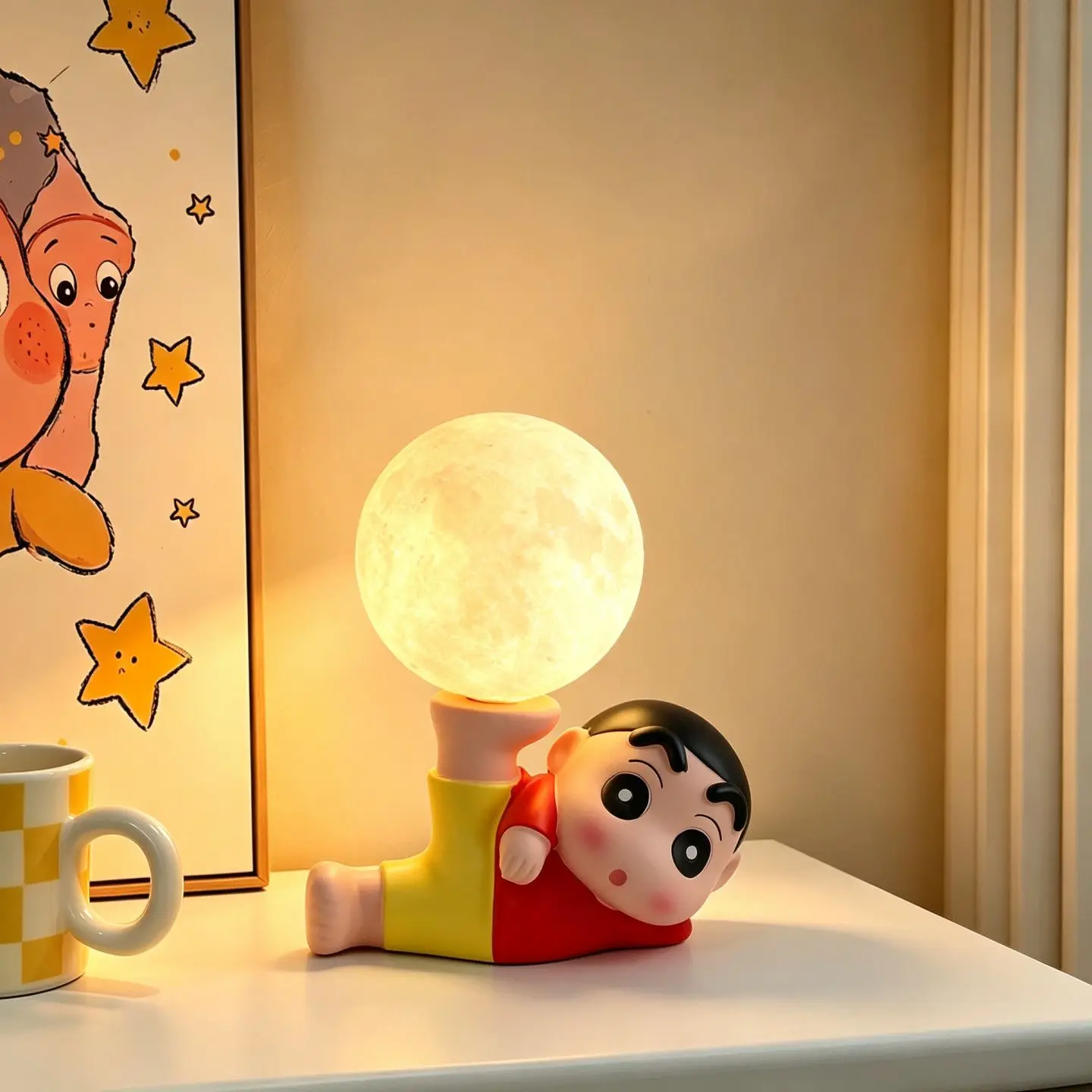 Crayon Shin-chan cartoon cute table lamp student bedroom atmosphere moon lamp desktop decoration anime peripheral gift wholesale