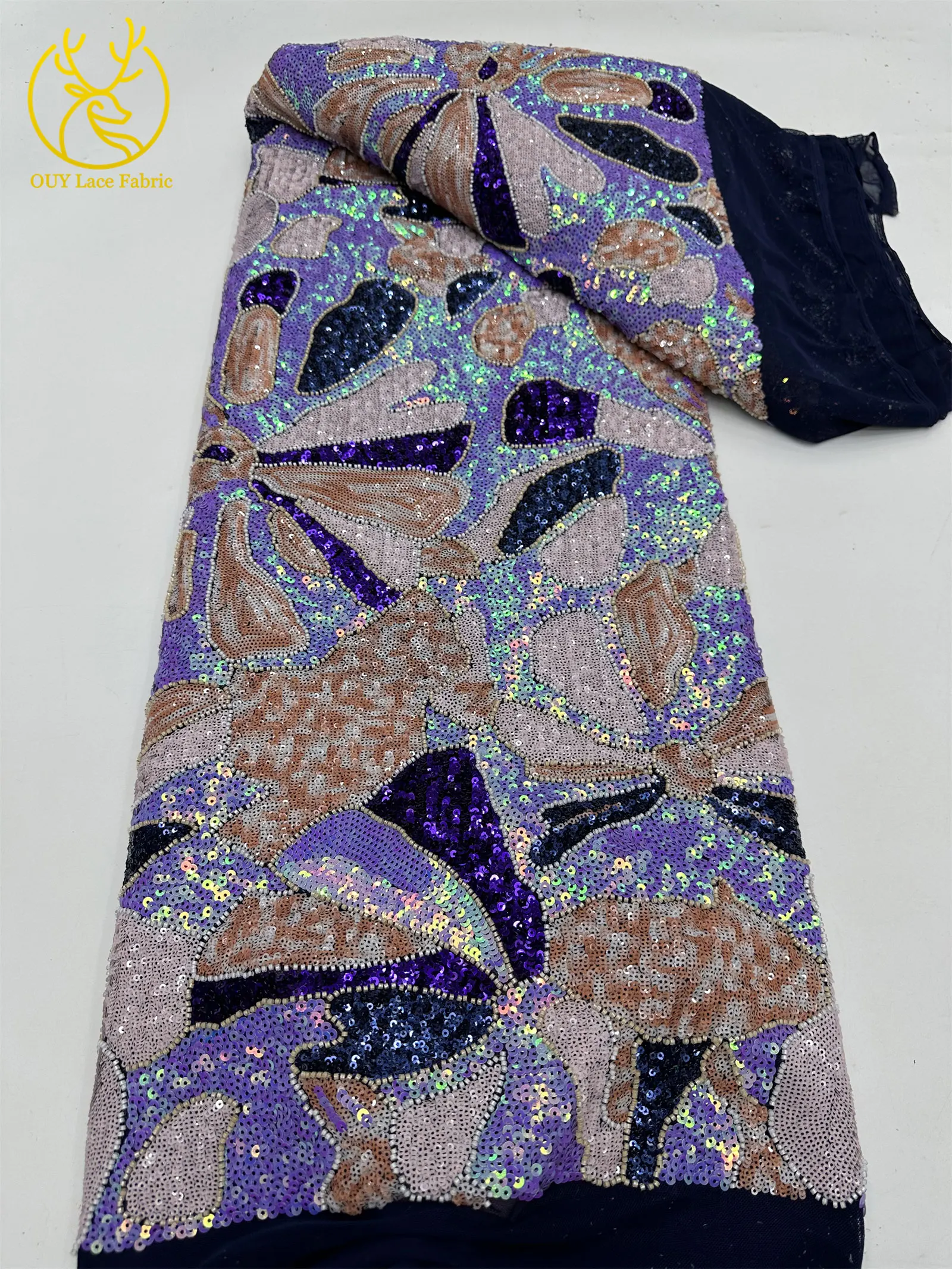 Luxury French Groom Beaded Lace Fabric 2026 High Grade Nigerian Sequin Lace Fabric African Lace Fabric Women's Party Dresses