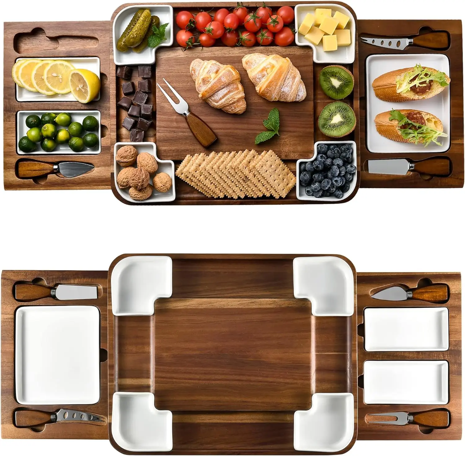 

Cheese Board Set, Square Shaped Charcuterie Set, Cheese Platter, Handcrafted Design and Stainless Steel Cutlery Set