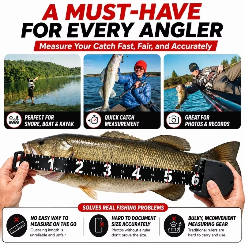 Auto Retractable Fishing Ruler Waterproof PVC Measuring Tape for Pike Bass Trout Catch Measurement Tool Portable Kayak Gear