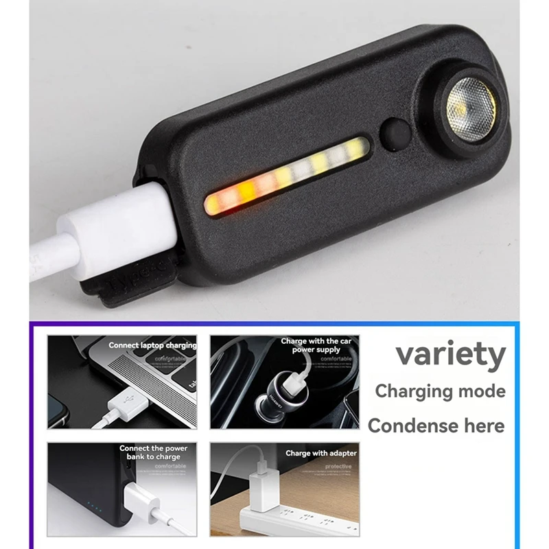 【A45D】Latarka z klipsem do noszenia na piórniku, światło ostrzegawcze, ładowalna latarka, wielofunkcyjna latarka z paskiem na ramię B