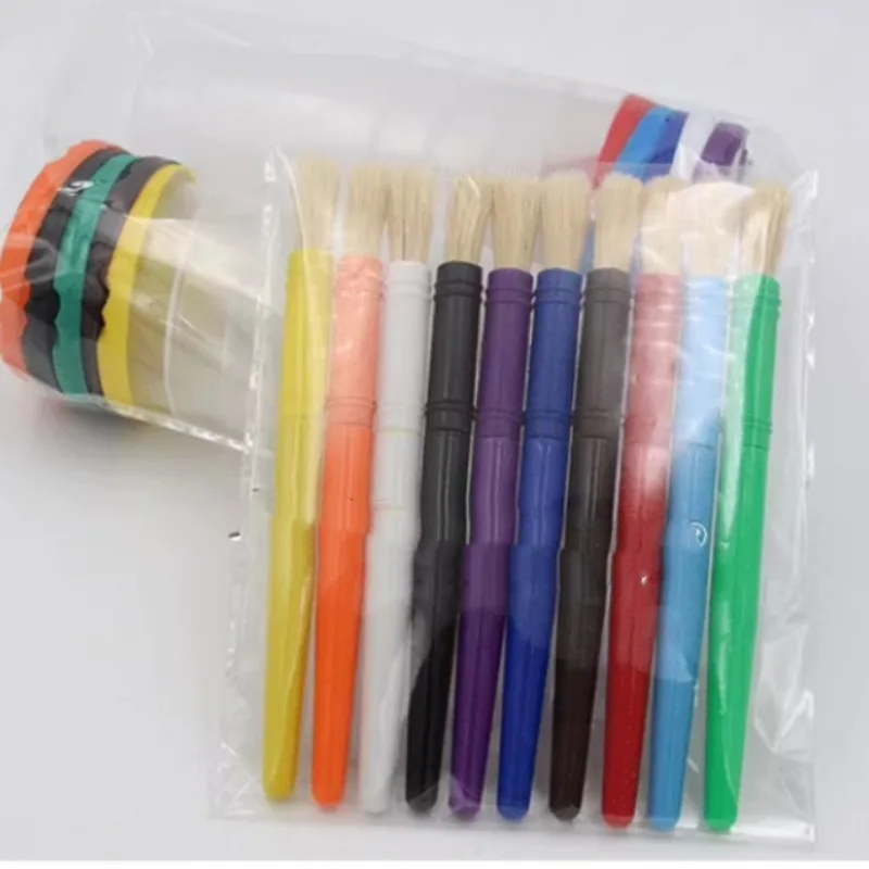 Ensemble de pinceaux en plastique anti-chute pour enfants, stylo de lavage, tasse, peinture à l'huile pour débutants, graffiti, palette, livres, fournitures d'art, 10 couleurs