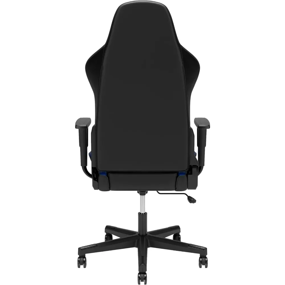 Silla de ordenador reclinable de 135 grados con tensión de inclinación ajustable y bloqueo de ángulo, reposacabezas integrado para juegos, azul