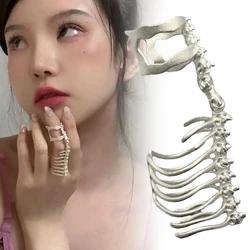 Cyberpunk Spinal Bone Ring Unisex Gothic Metal Mechanical Spikes Movable Joint Rings Jewelry Accessories Halloween Gifts