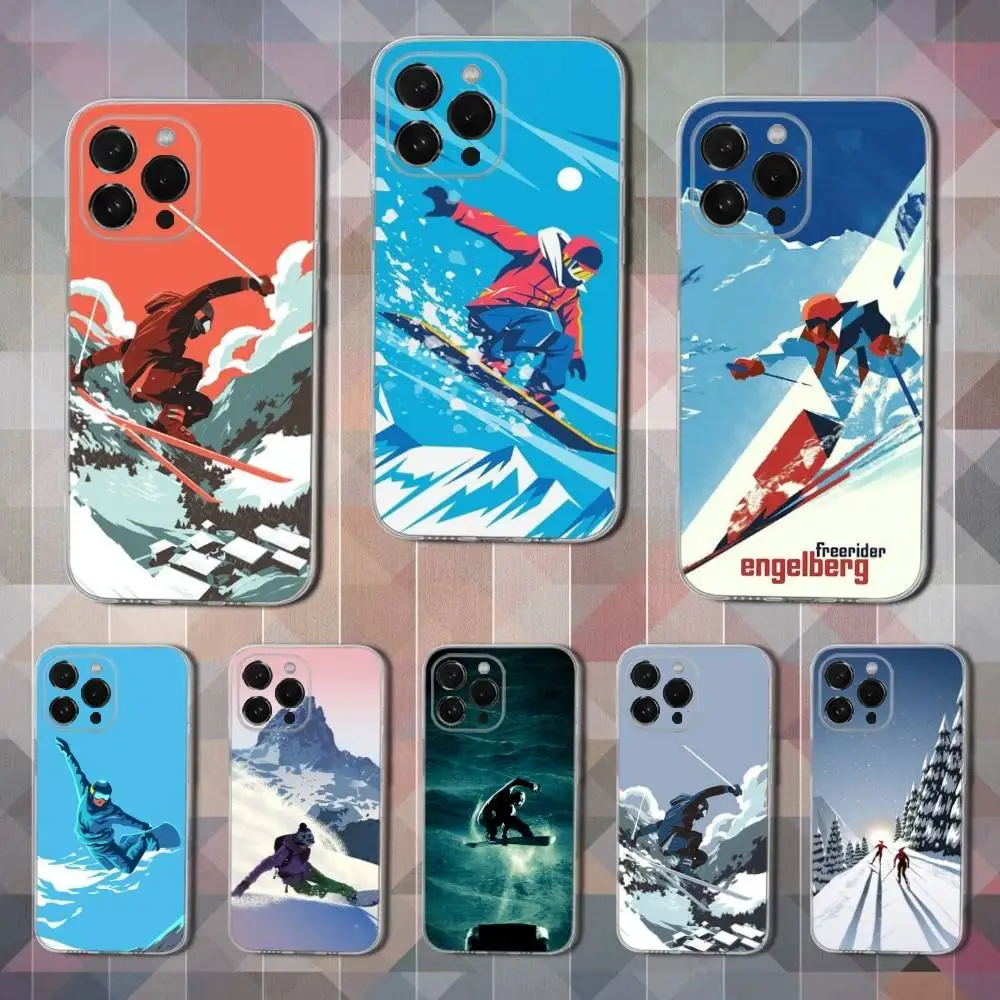 

Snowboarding Sport Passion Phone Case For iPhone 16,15,14,13,12,11 Pro,Max,Plus,X,XS,XR,SE,Mini Transparent Soft Cover