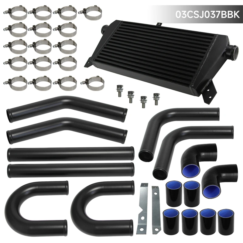 Universal Intercooler 460x240x50mm + 51mm Aluminum Piping Hose Kit w/Screws For Honda Accord Black/Blue