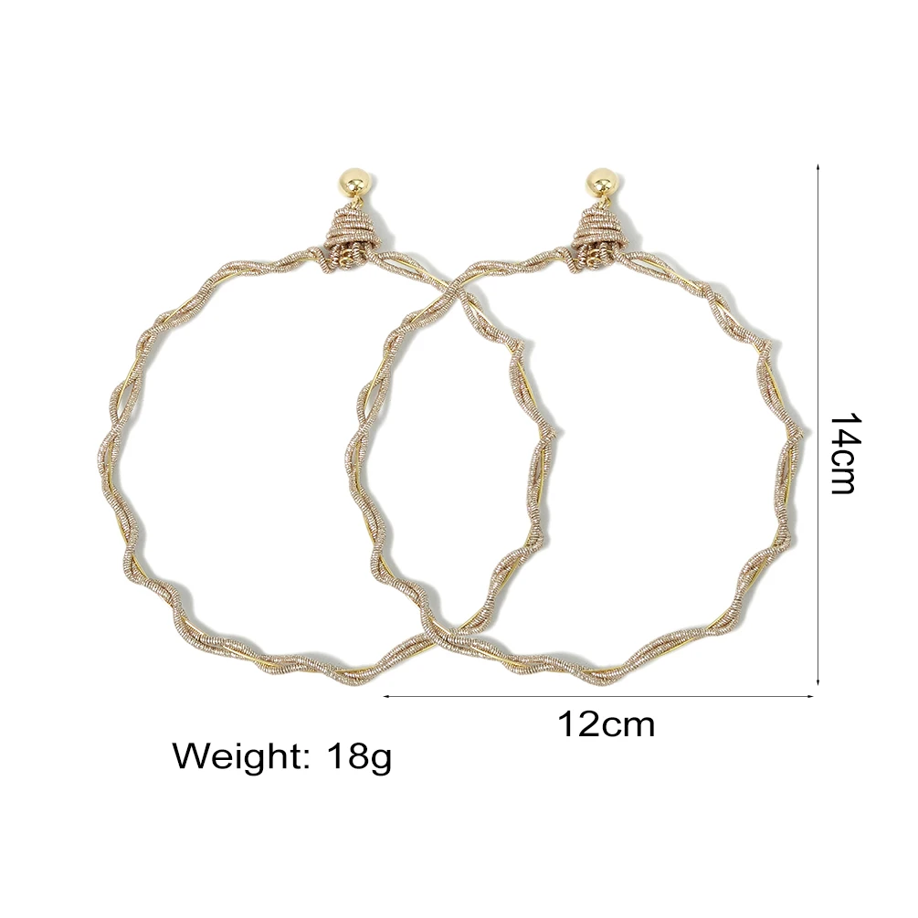 MANILAI Oversize Rope Around Stainless Steel Wire Earrings For Women Handmade Jewelry 12cm Big Hoop Drop Dangle Earring Bohemian