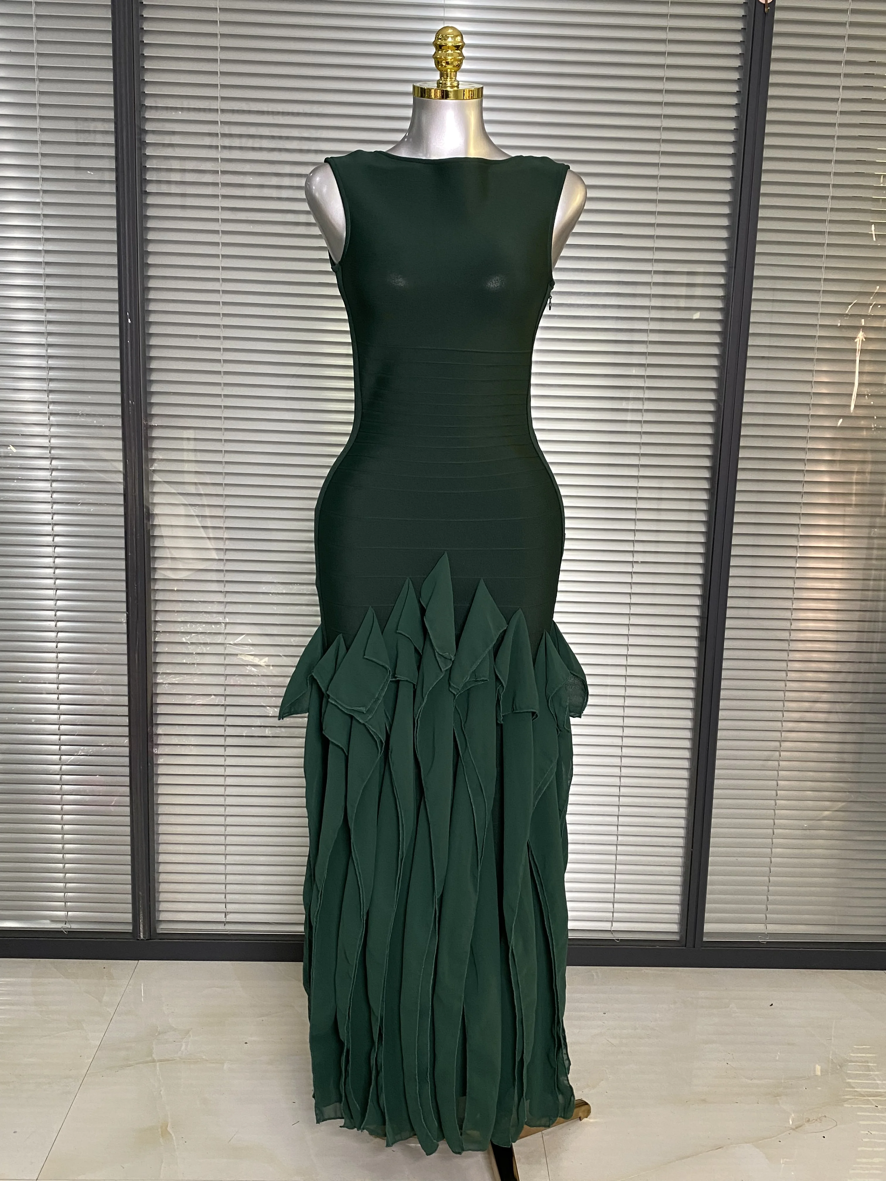 Luxe pure kleur vrouwen sexy strapless kralen maxi bandage beroemdheid verjaardag jurk feestoutfit prom jassen vestido - afbeelding 1
