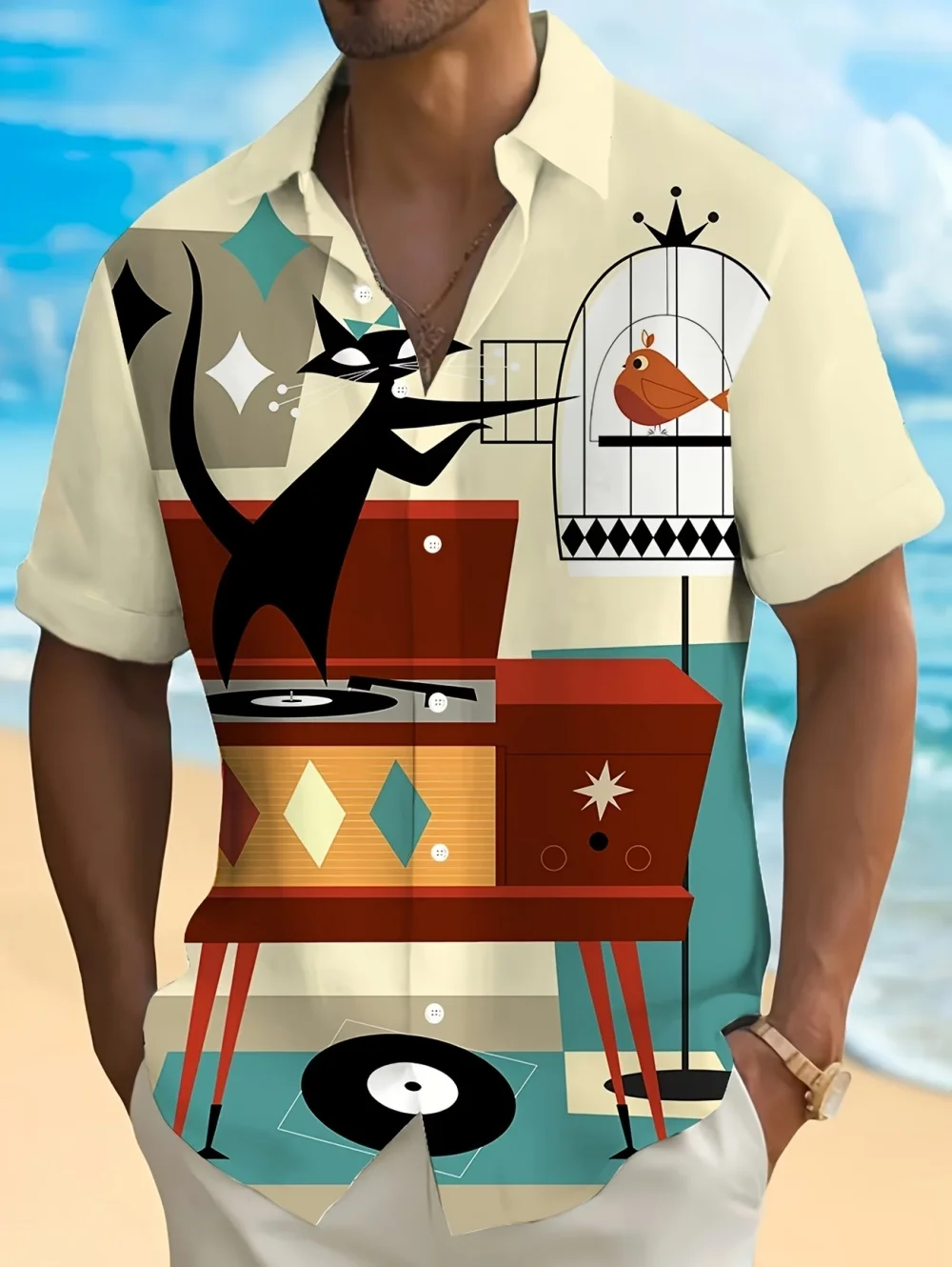 

Casual Men's Shirts Anime Cat Graphic Shirts for Men Summer Oversized Tees Short Sleeve Tops Harajuku Streetwear Men's Clothing