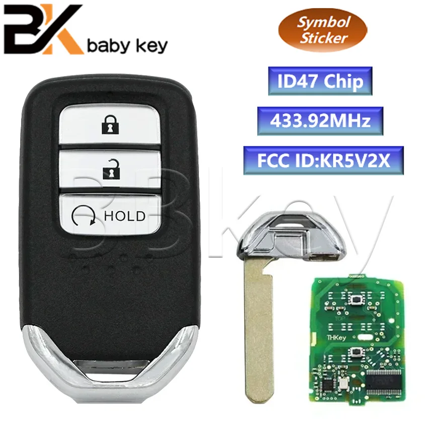 

BB ключ для Honda Accord Civic Jazz CRV HRV XRV Grace Pilot Venzel 434 МГц ID47 чип FCC ID:KR5V2X БЕСКЛЮЧЕВОЙ Go смарт-ключ для автомобиля