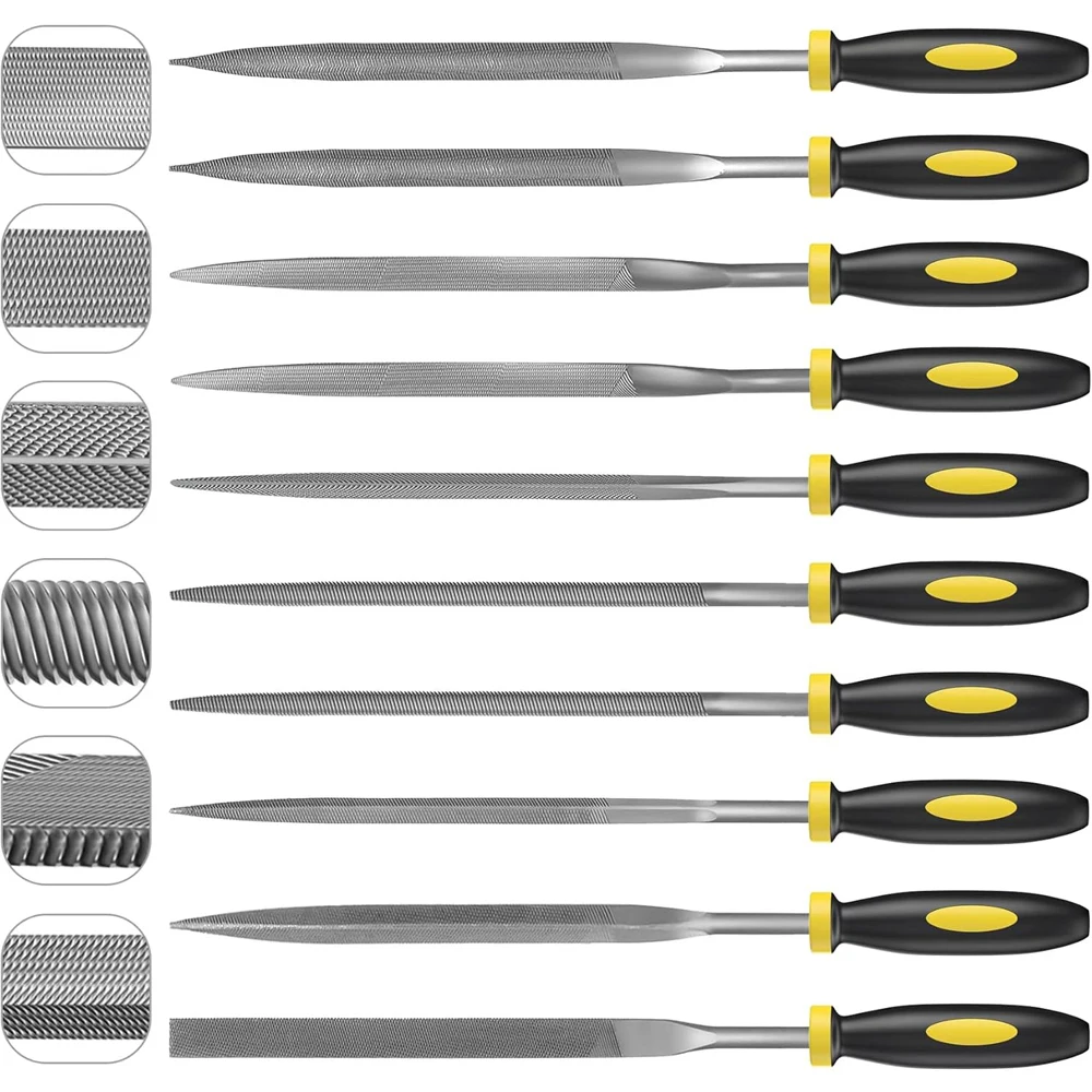 New Premium Needle File Set High-Carbon Steel Files with Non-Slip Ergonomic Handles for Precise Filing on Wood Model Plastic