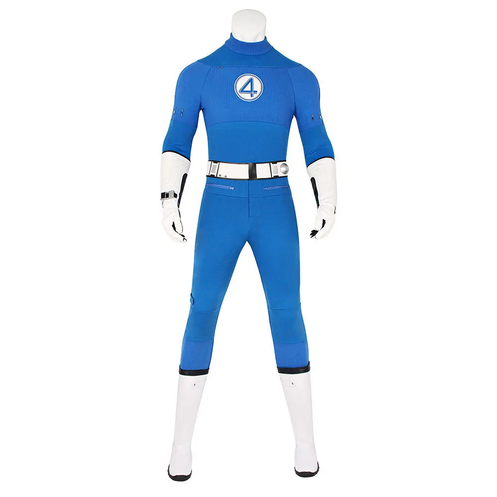 Film Fantastische Cos Vier Reed Richards Cosplay Kostüm Blau Overall Fullset Superhero Zentai Party Unsichtbare Mann Overall Cos
