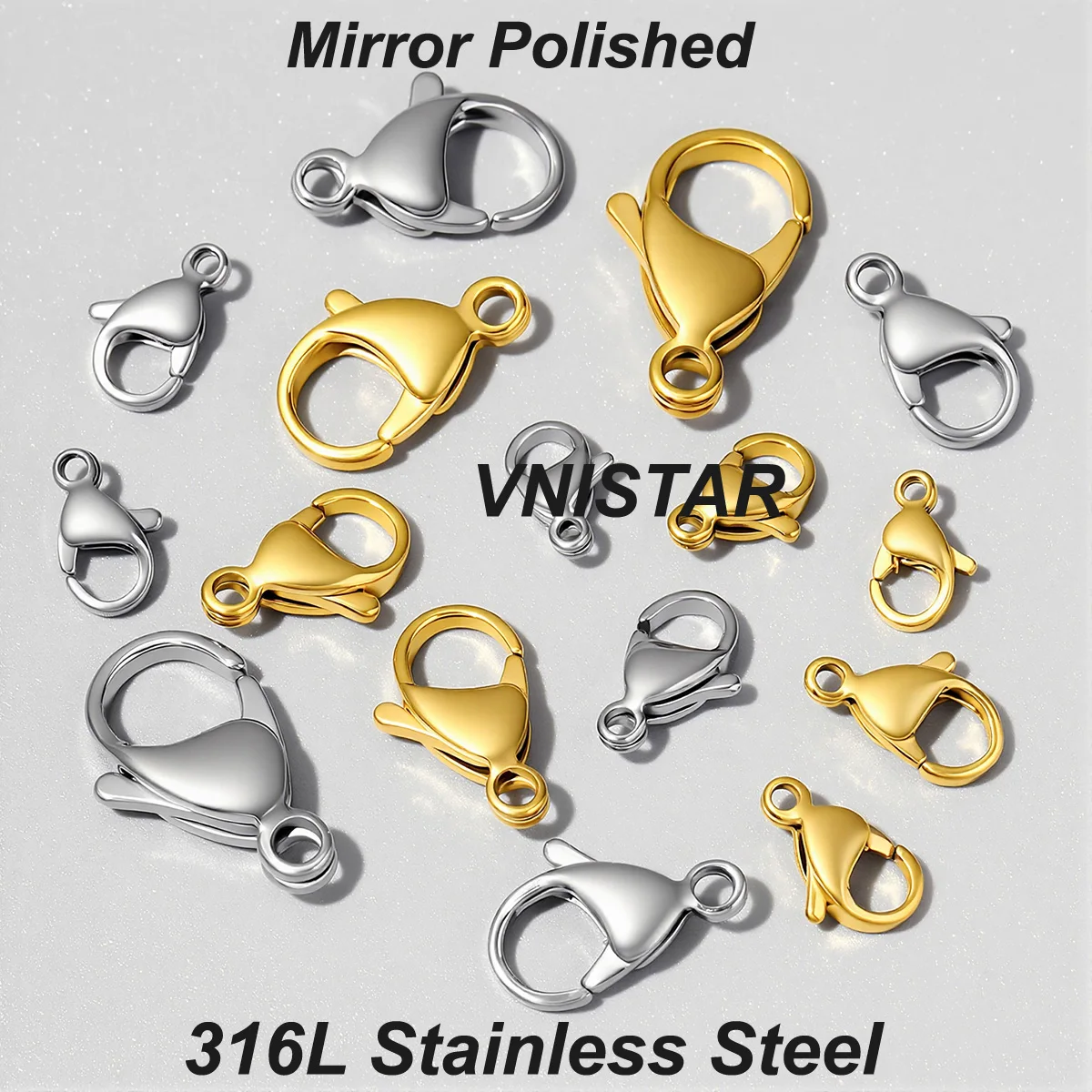 20/30/40 Waterproof 316L Stainless Steel Mirror Polished Lobster Clasps Women 9/10/11/12/13/15/16/19mm Necklace Bracelet Making image 2
