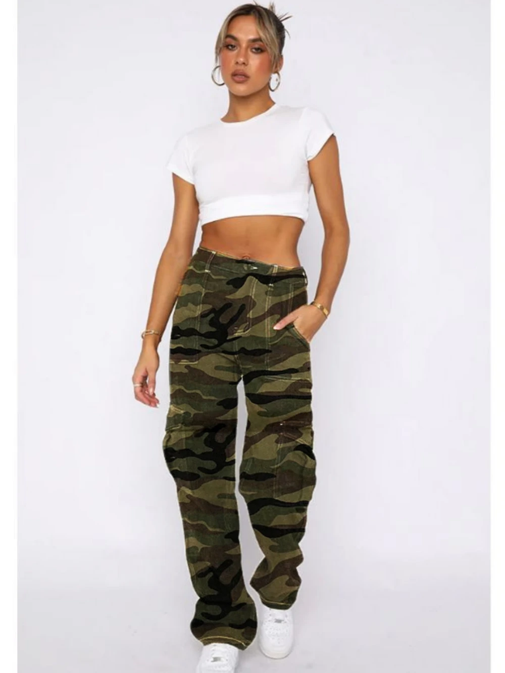 

2023 Women's Camouflage Pants Loose Cargo Pockets Comfortable Casual Fashion Street Shopping Wear Denim Pants For Lady